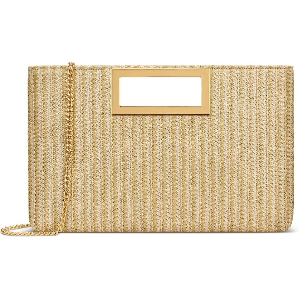 Women’s A-beige Leather Imported Magnetic Evening Purse Hand Bags